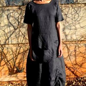 Mambo Black Linen Dress
